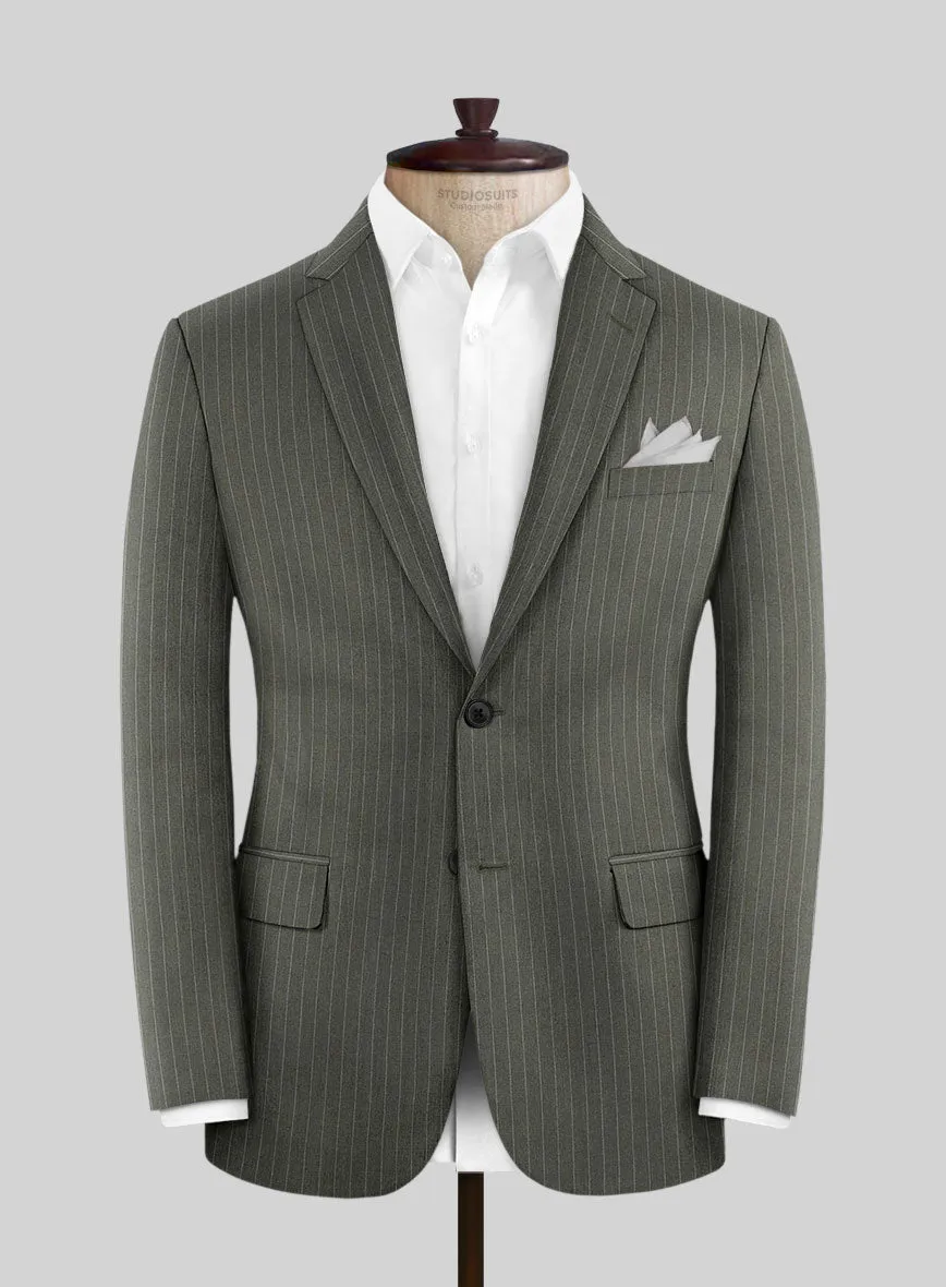 Olive Green Pinstripe Suit