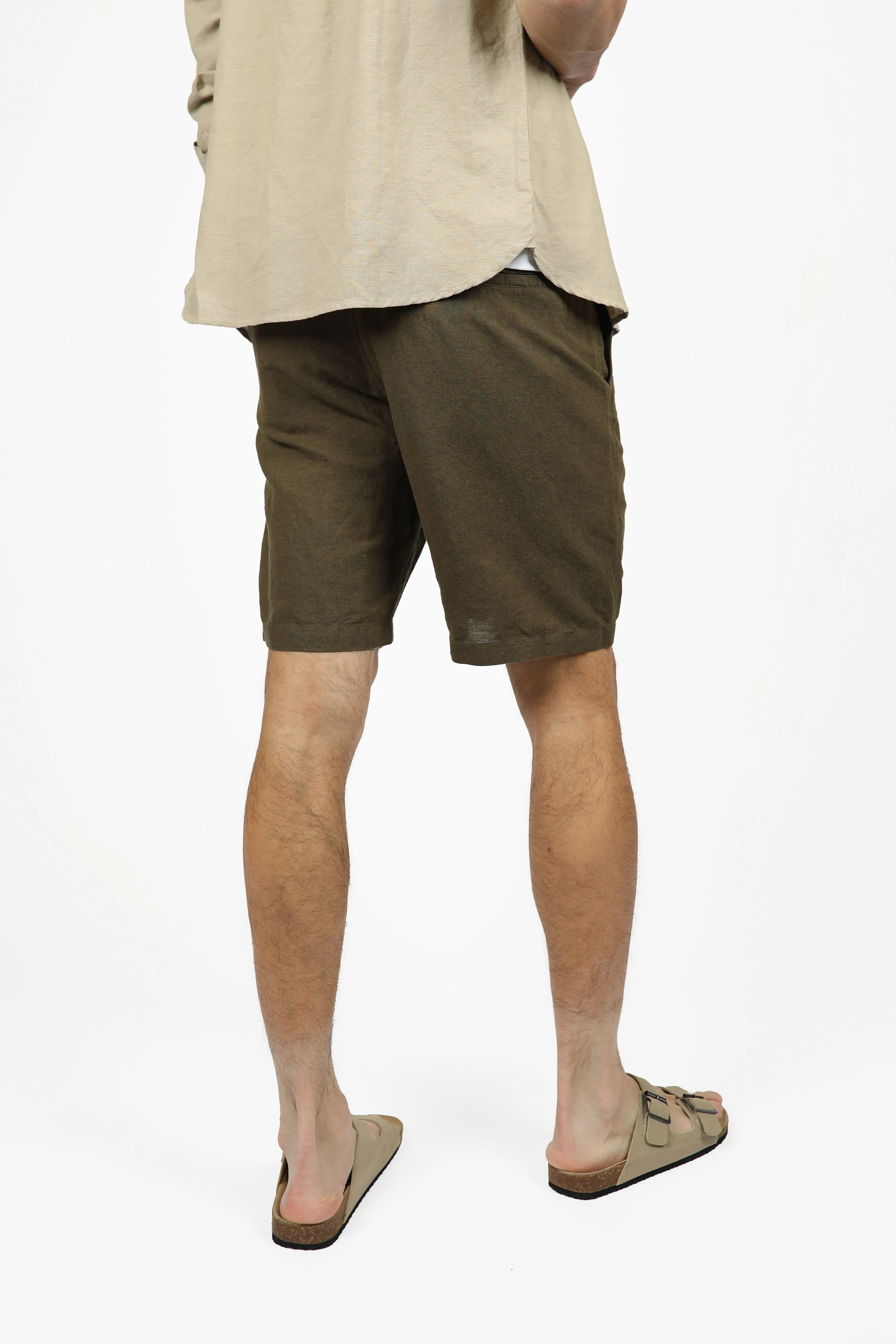 Olive Linen Relaxed Waist Short