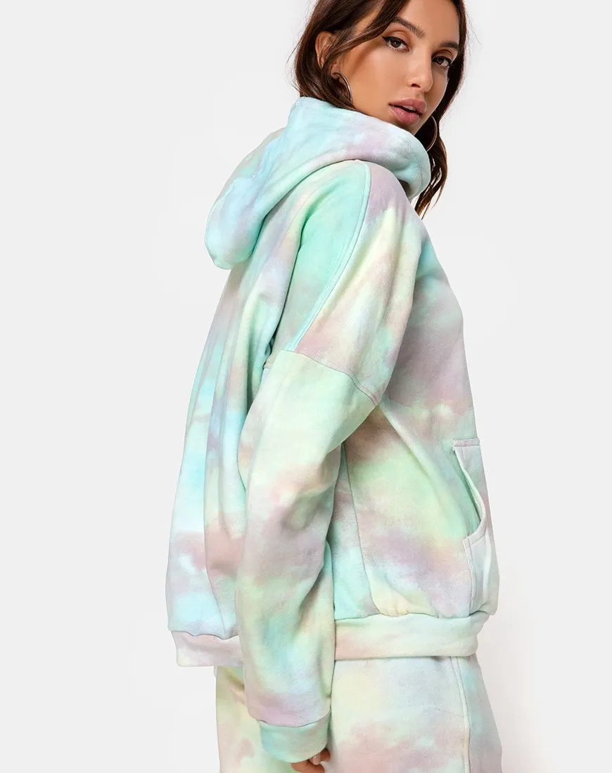 Oversize Hoodie in Pastel Tie Dye