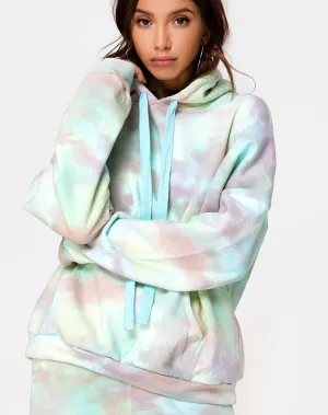 Oversize Hoodie in Pastel Tie Dye