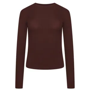 Ribbed Modal Long Sleeved Tshirt- Chocolate