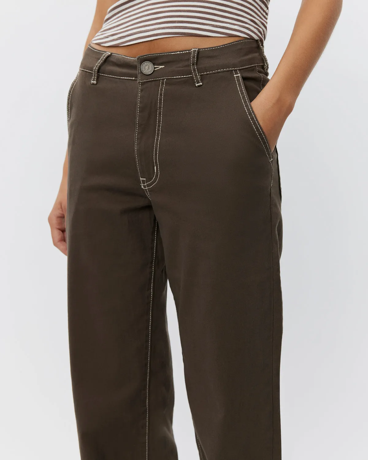 SIENNASW TROUSERS - Dark brown