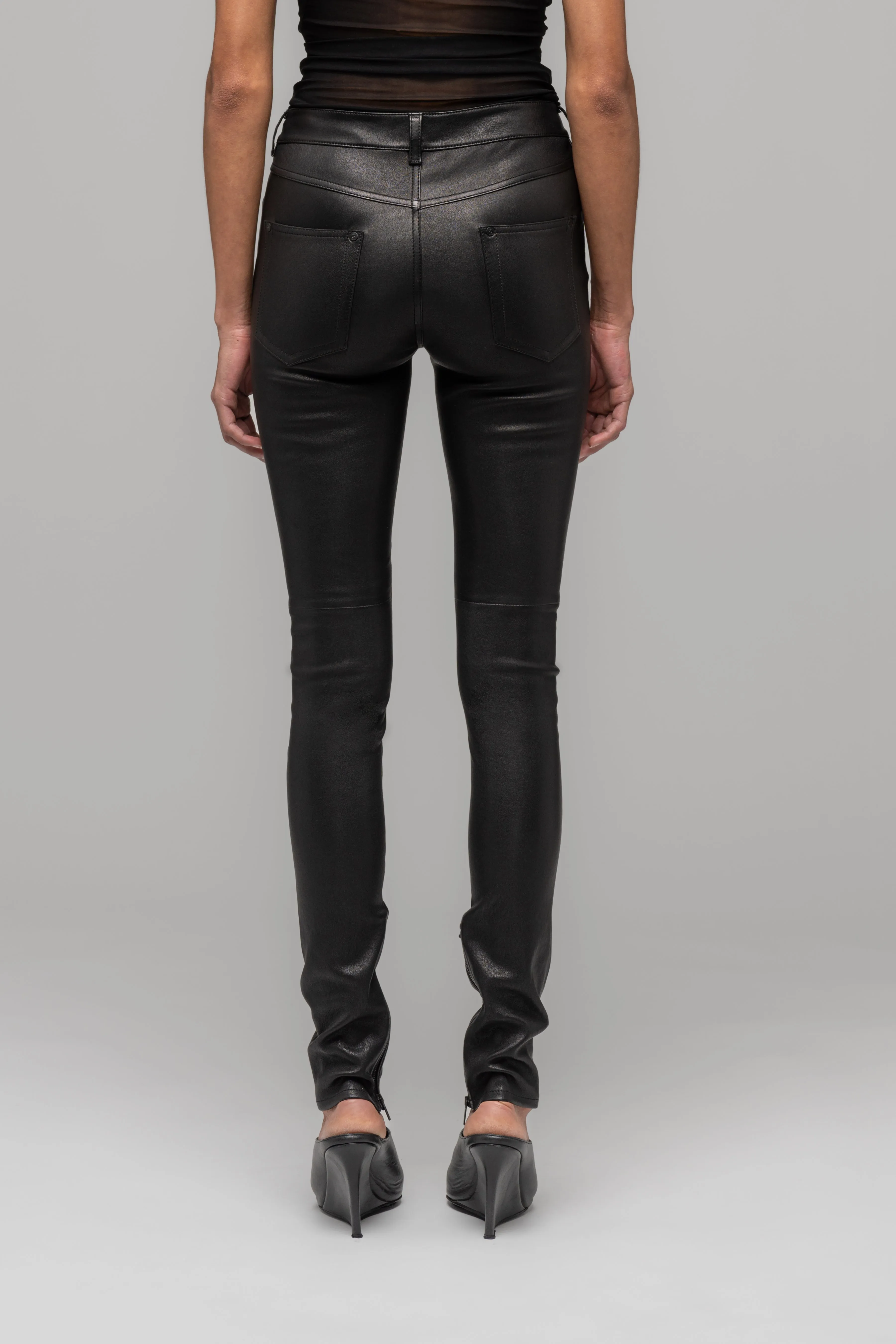 SKINNY LEATHER STRETCH TROUSERS