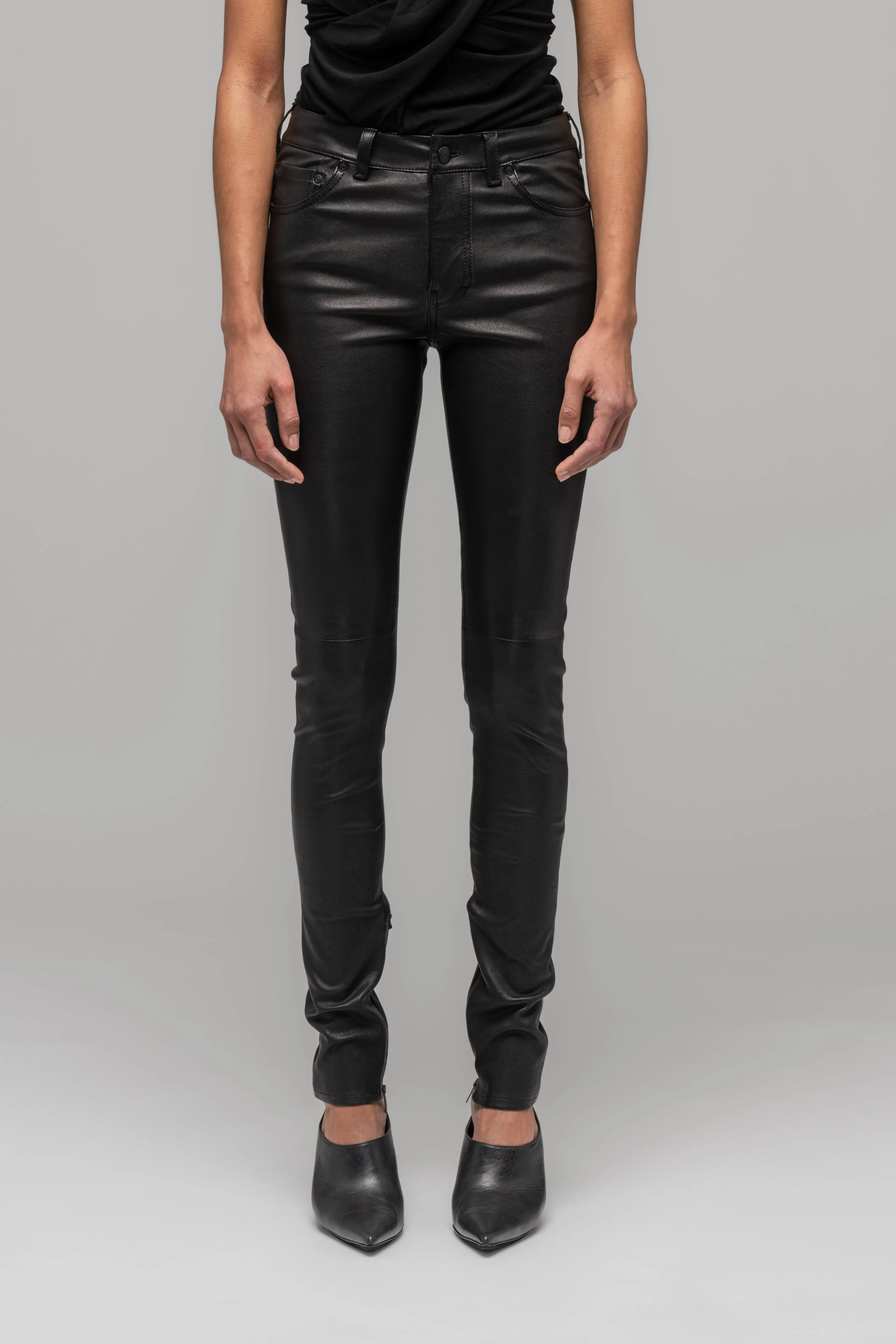 SKINNY LEATHER STRETCH TROUSERS