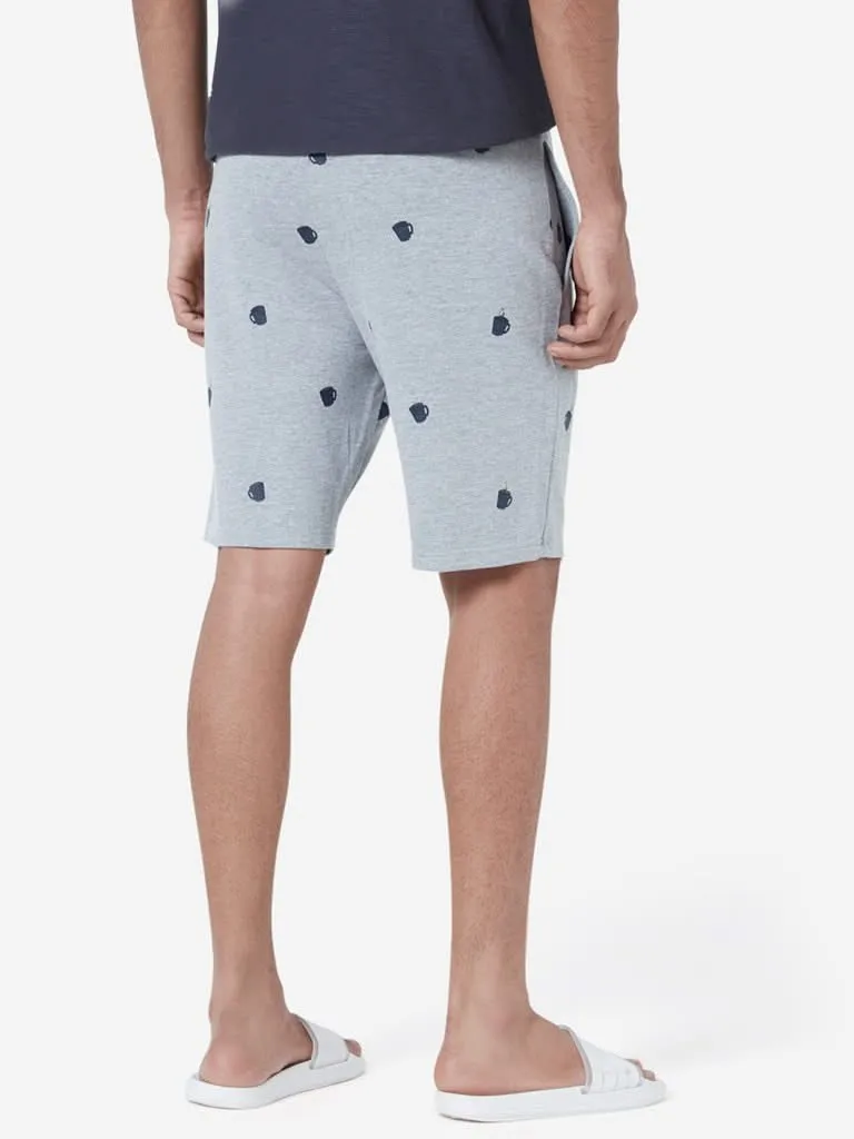 Test of WES Lounge Grey Printed Relaxed Fit Shorts