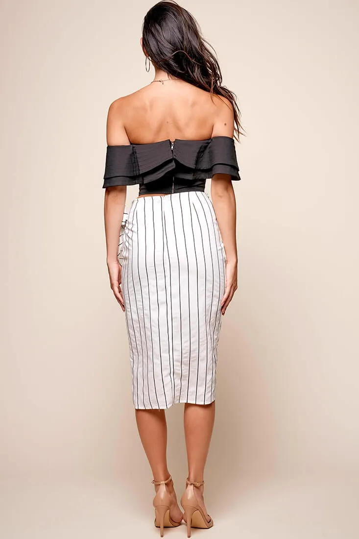 Vanessa Pleated Wrap Midi Skirt White