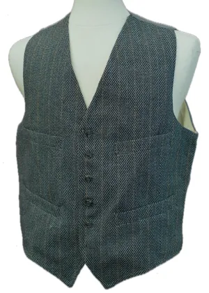 Vintage Textured Wool Tweed Waistcoat • 4 Pockets • 42"