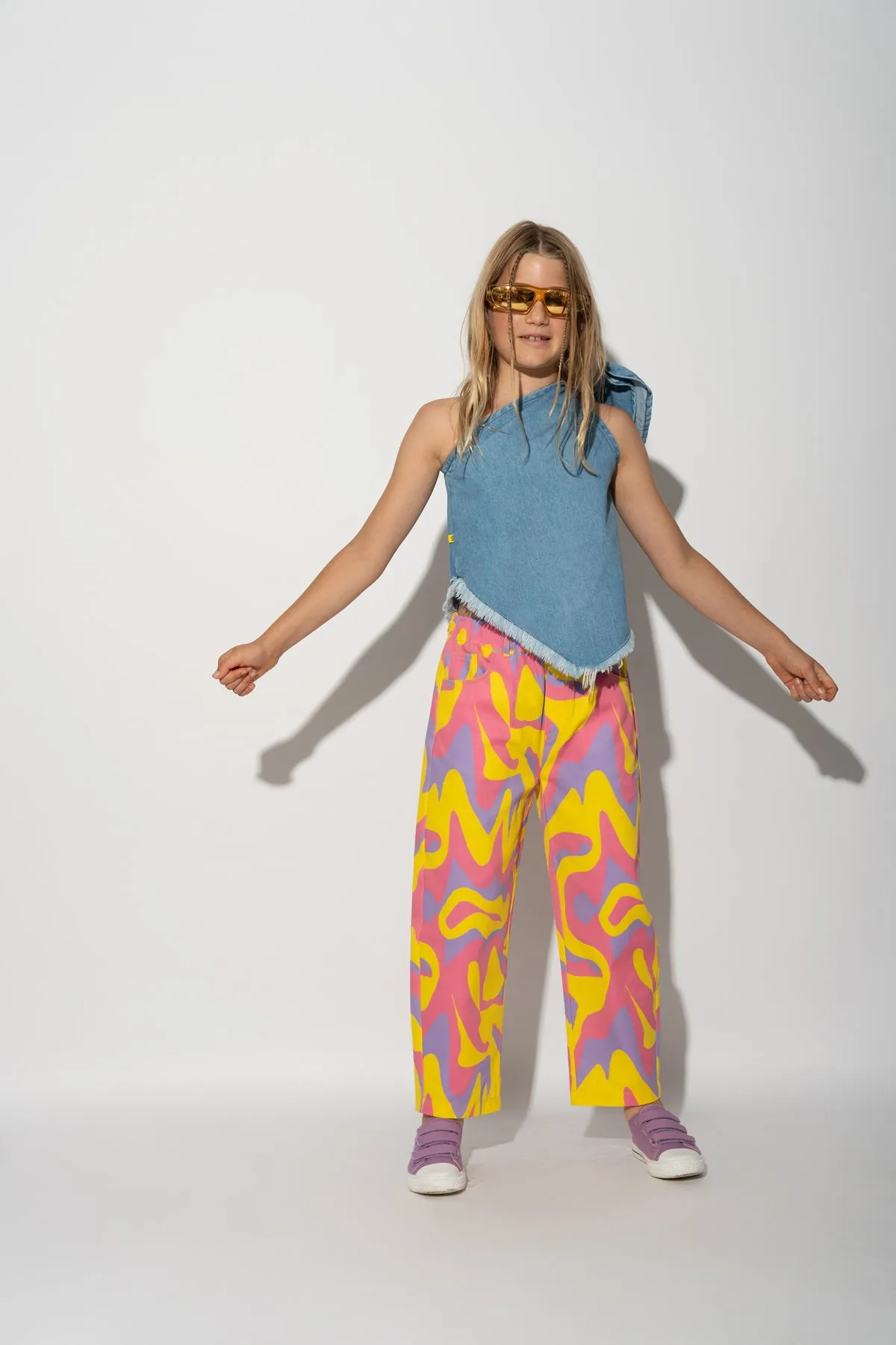 WAVY PRINT BAGGY TROUSERS