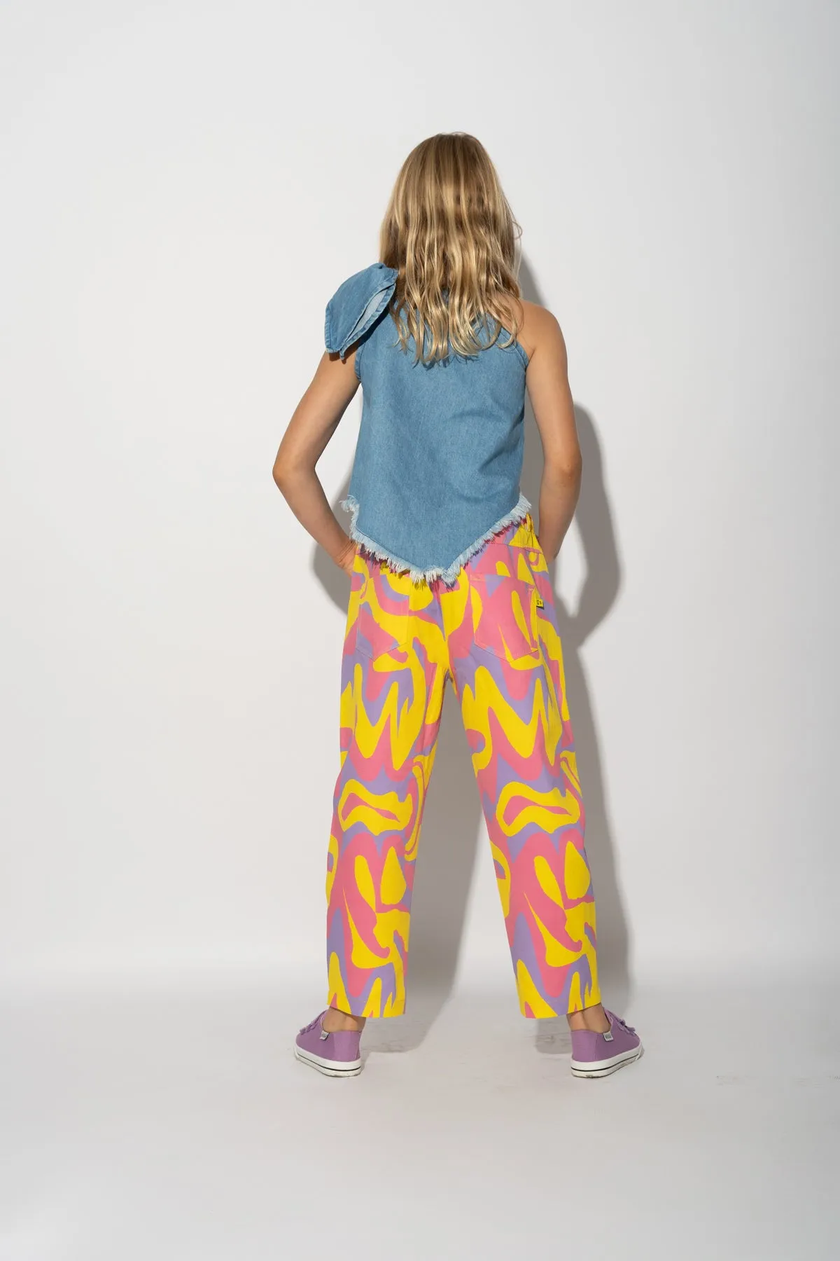 WAVY PRINT BAGGY TROUSERS