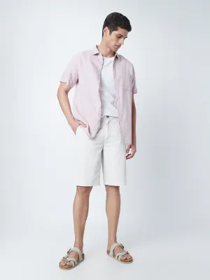 WES Casuals White Relaxed-Fit Mid-Rise Shorts